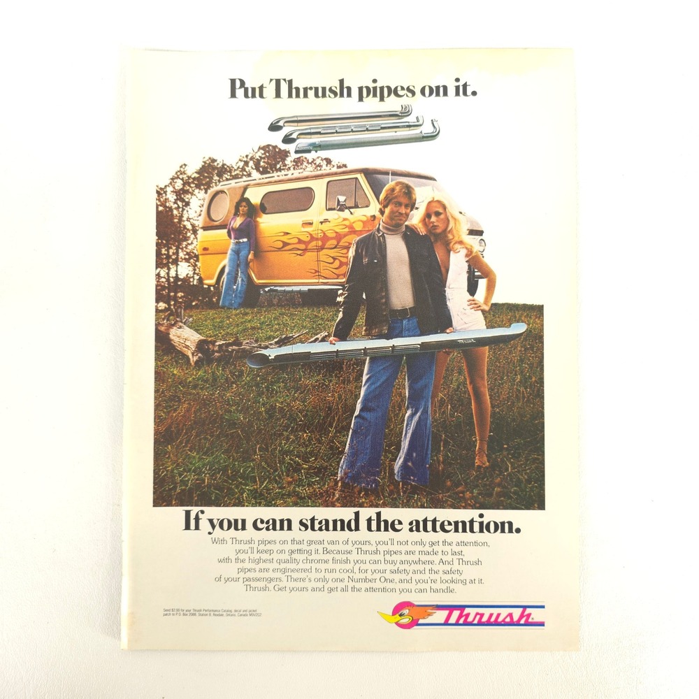 Vintage Custom Dodge Van Thrush Exhaust Pipe Print Ad Garage Decor 1978 Wall Art